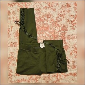 Haute Hippie Olive Lace-Up Leggings